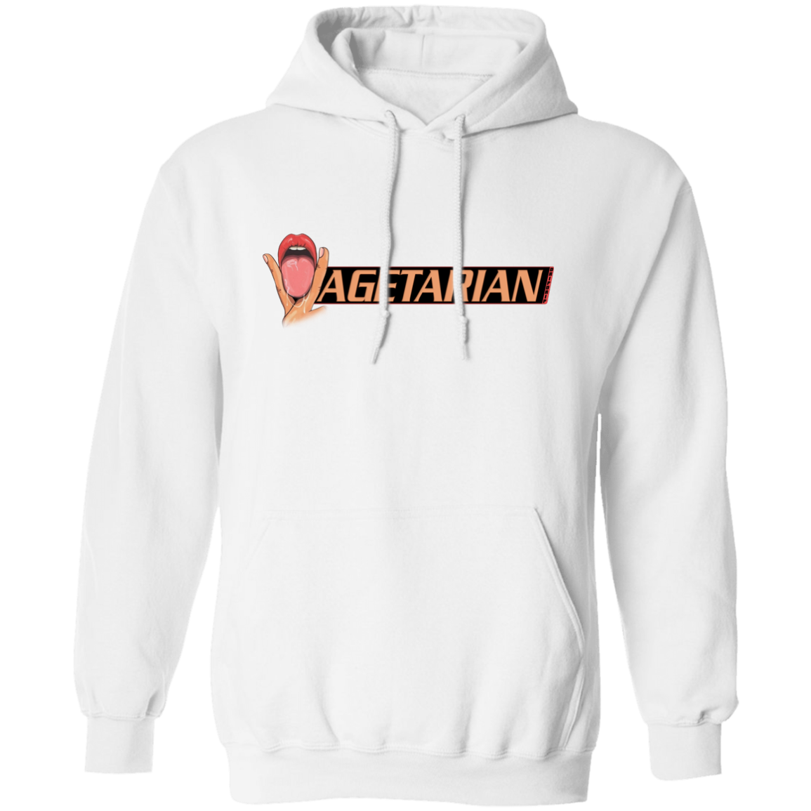 Vagetarian Hoodie, unisex, white, 50% cotton, 50% polyester, DIGISOFT® print.
